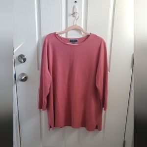 Karen Scott sweater size 1x 3/4 sleeve, crew neck, rose color
